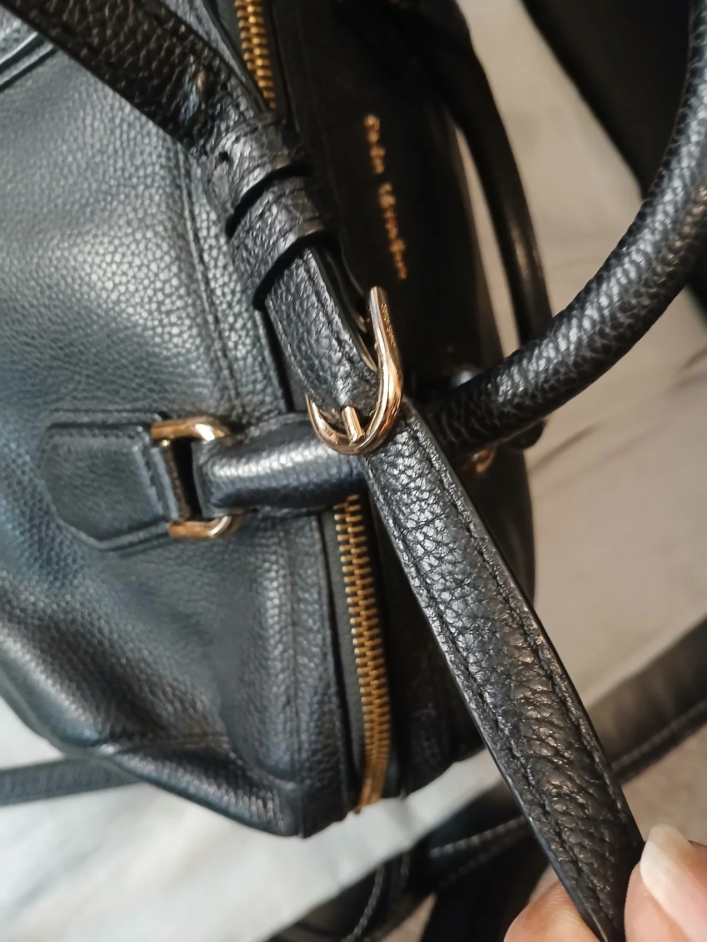 Michael Kors Black Pebbled Leather Satchel with Gold Hardware